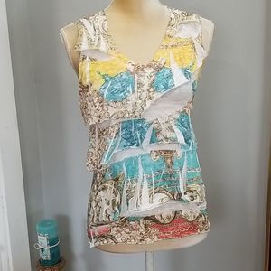 Beautiful Boho ruffled tank top, multi color